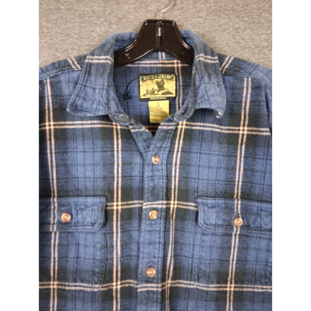 Field And Stream Mens Shirt L Blue Plaid Flannel Button Up Work Lumberjack PNW